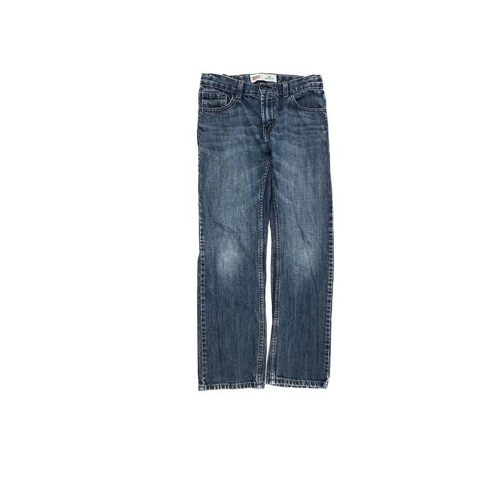 Levi's 505 Straight Leg Adjustable Waist Boys size 12 Dark Wash Blue Denim Jeans